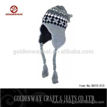 2016 100% Acrylique Custom Knit Earflap Bonnets Bonnets Chapeau hiver Bonnet chaud